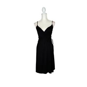 Velvet torch women wrap front black empire midi dress black sz small NORDSTROM